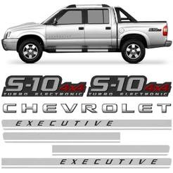 Kit Adesivo Lateral S10 Executive 4x4 Turbo Vermelho Preto
