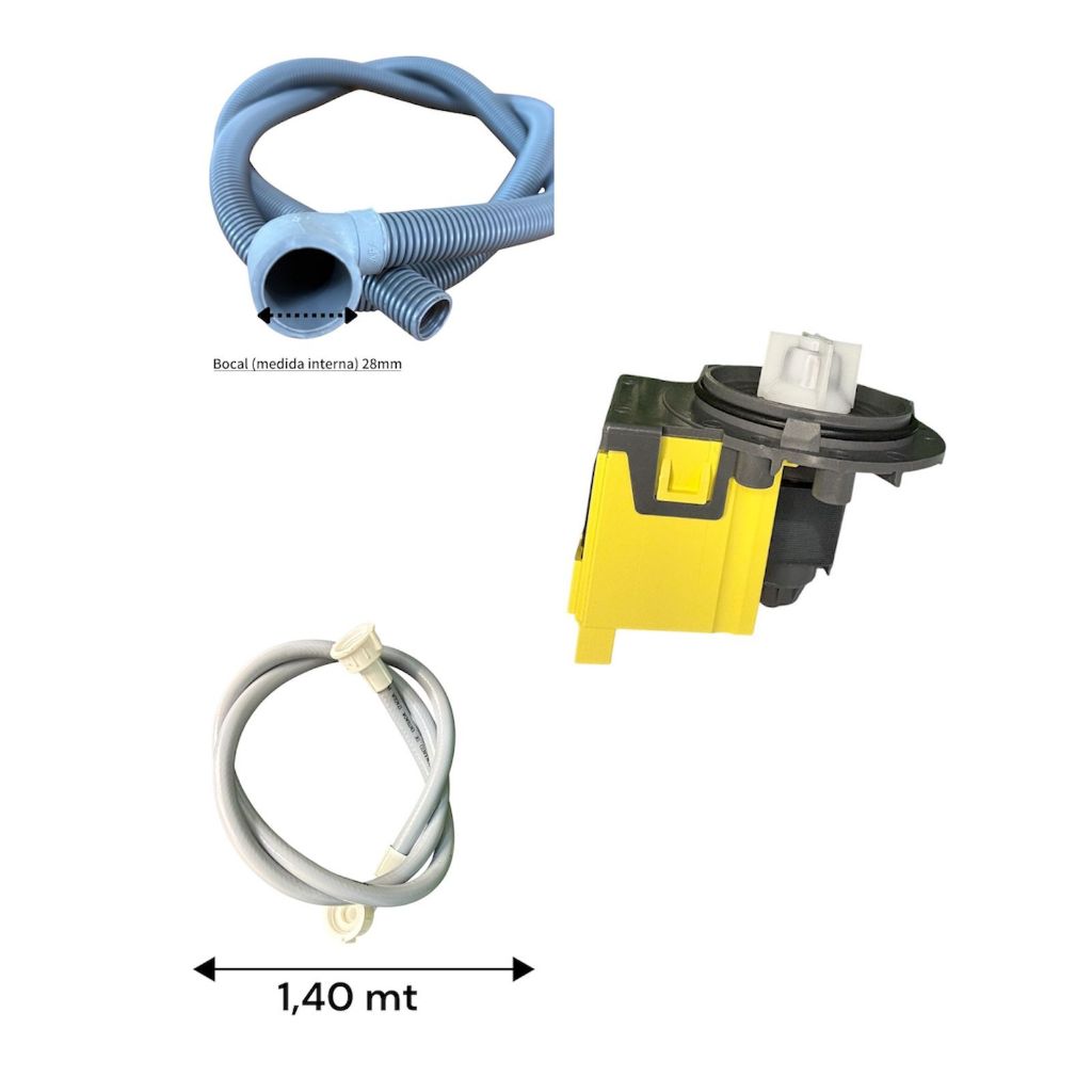 Kit Eletrobomba Saída Máquina de lavar + Mangueira de Entrada + Mangueira de Saída Lavadora Brast