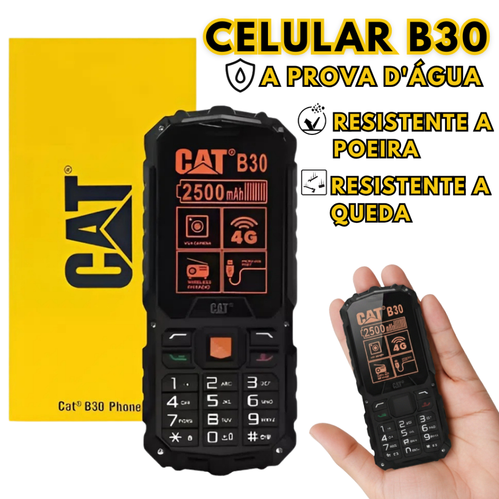 Celular Caterpillar B30 4G Preto A Prova d’Água Poeira e Quedas - Indestrutivel - Dual Sim