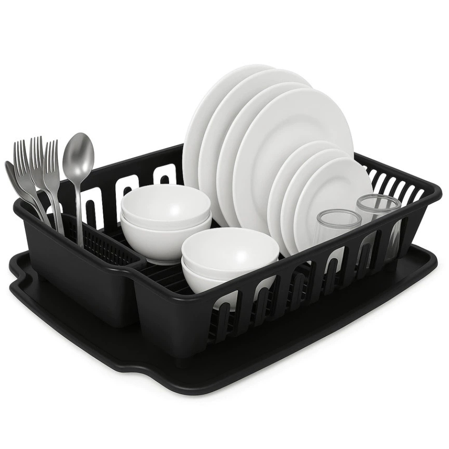 Escorredor de Louça 14 Pratos Com Porta Copos Talheres e Bandeja