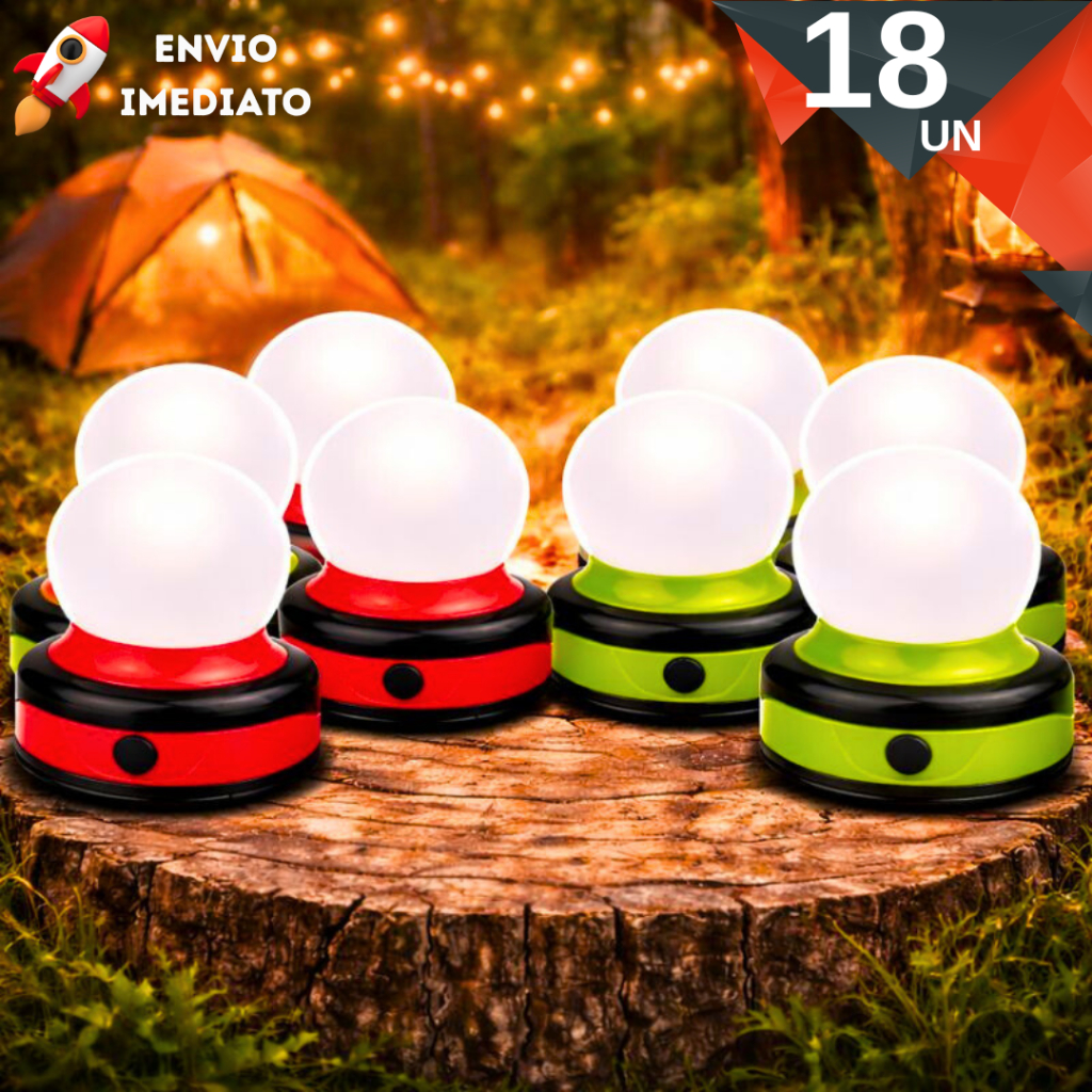 Kit 18 Luminária Lamparina De Led A Pilha Portátil Abajur Com Base De Imã Super Potente Resistente