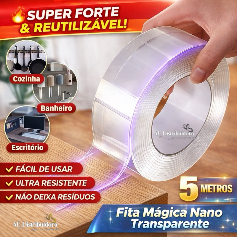 Fita Dupla Face Extra Forte Transparente Silicone NanoGel Mágica Adesiva Cola na Parede Móvel Porta em Oferta na Shopee