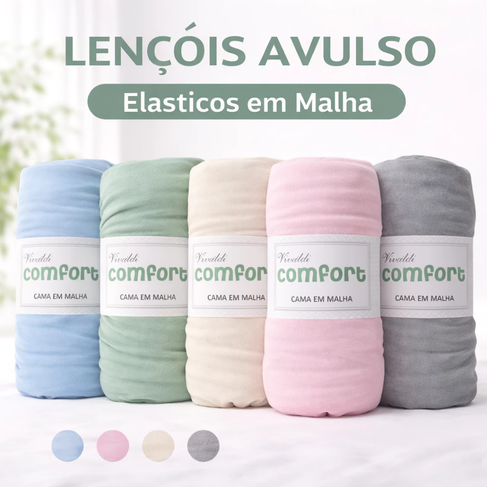 lençol Adulto Avulso Solteiro, Casal, Queen e King com Elástico, 100% Algodão em Malha Macia