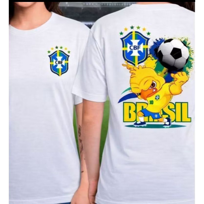 Camisa Feminina Brasil Personalizada Camiseta Gola Redonda 100% Algodão Estilosa