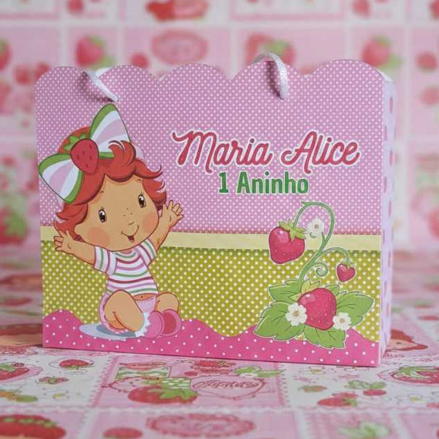 Sacolinha MORANGUINHO BABY Personalizada Sacolinha Lembrancinha Aniversário BABY PEGUE E MONTE