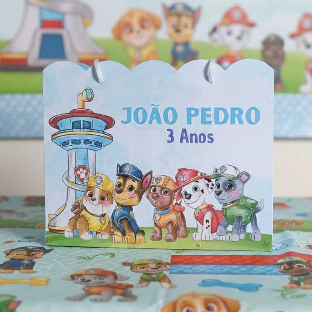 Sacolinha PATRULHA CANNINA AQUARELA Personalizada Sacolinha Lembrancinha Aniversário PEGUE E MONTE