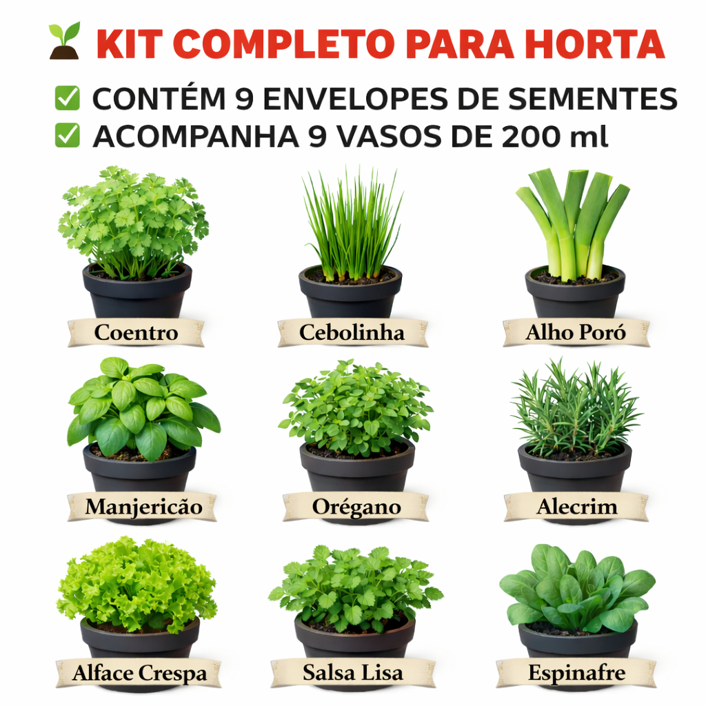 Sementes De horta flores temperos verduras em envelopes diferentes; Escolha seu kit conforme imagem em Oferta na Shopee