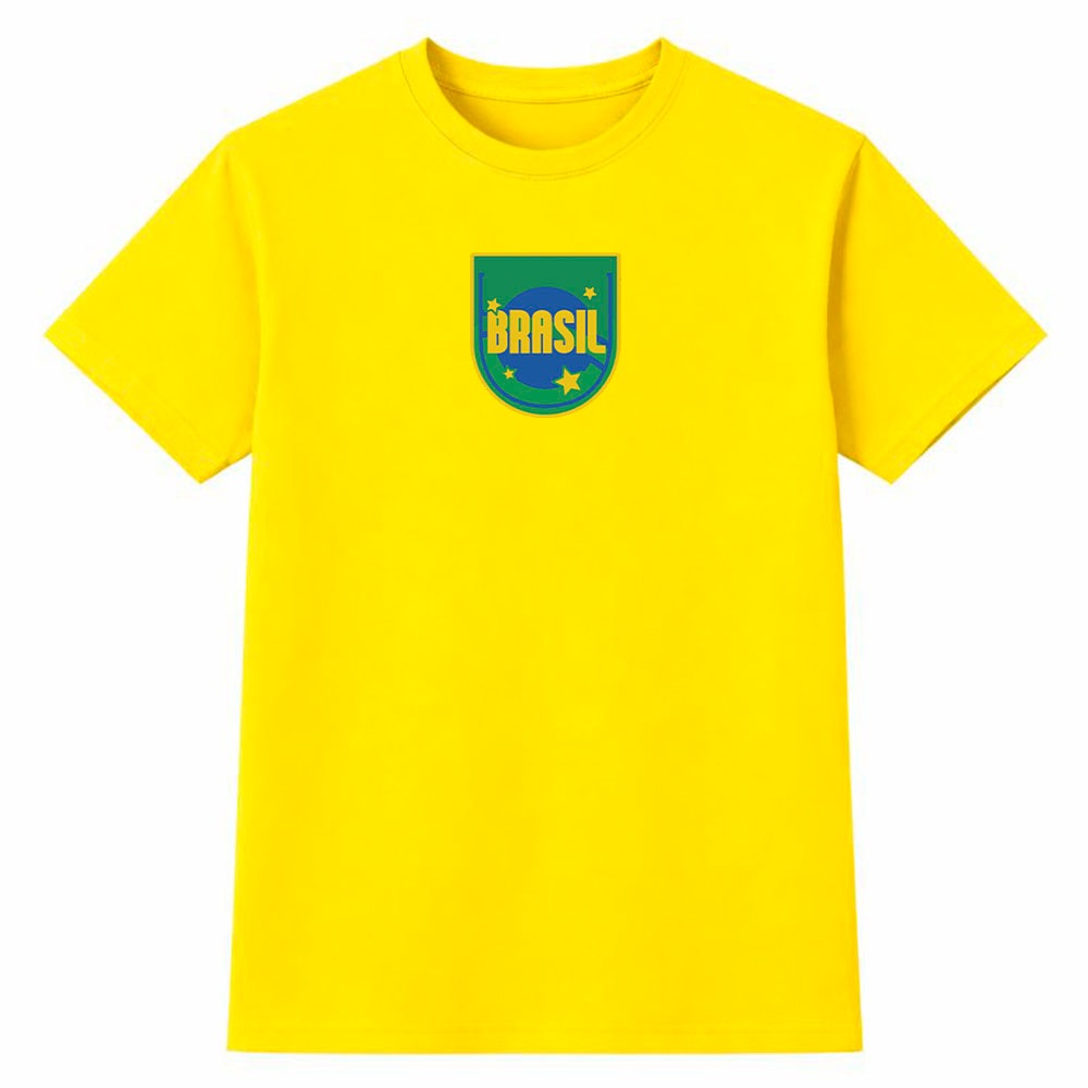 Camiseta Masculina 100% Algodão Camisa Brasil Escudo Moderno Futebol Copa do Mundo Torcida Casual