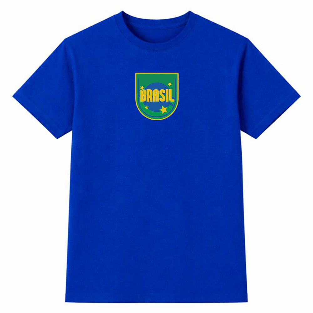 Camiseta Masculina 100% Algodão Camisa Brasil Escudo Moderno Futebol Copa do Mundo Torcida Casual