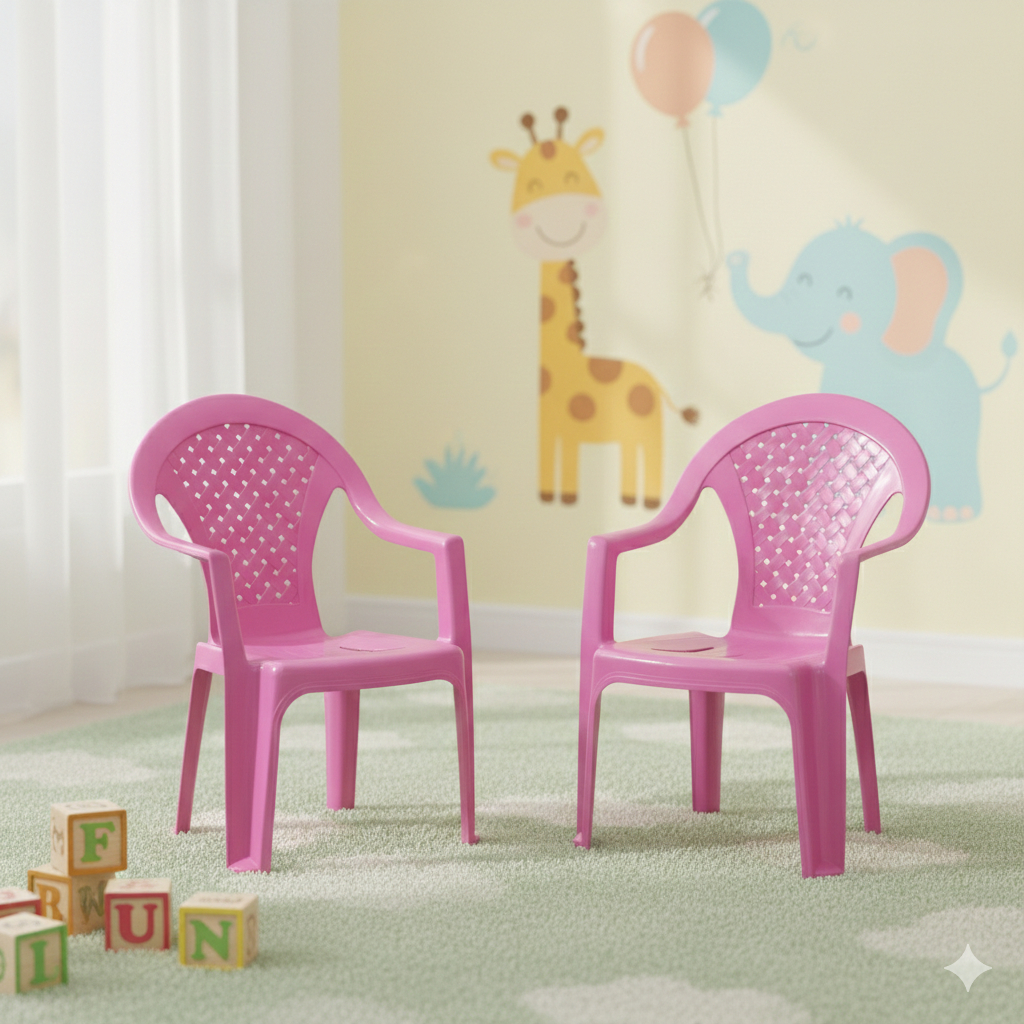 Kit 2 Poltrona Infantil Rosa Em Plástico Resistente - Loja Viva Decor & Utilidades