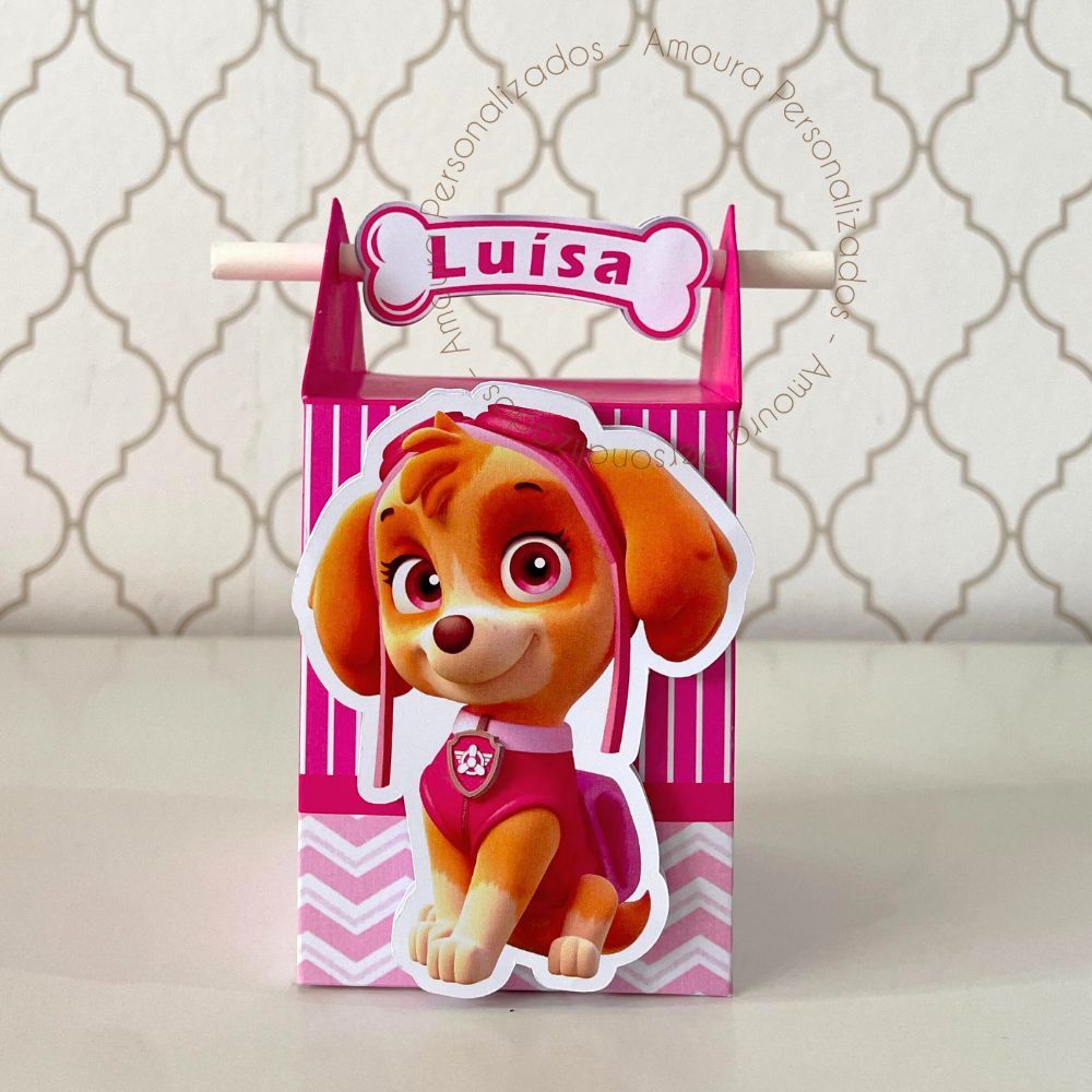 CAIXA CANUDO PERSONALIZADA PARA LEMBRANCINHAS SKYE - PATRULHA CANINA |CAIXINHA|ANIVERSARIO|DECORAÇÃO