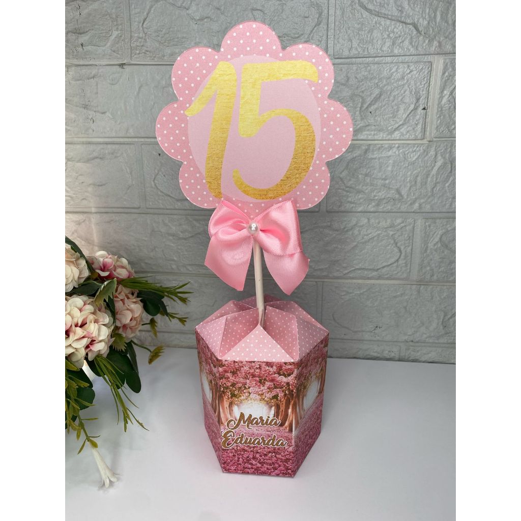 10 CENTROS DE MESA PERSONALIZADO - PEGUE E MONTE - PAISAGEM ROSA 15 ANOS OU ANIVERSÁRIO - FAZEMOS TODOS OS TEMAS