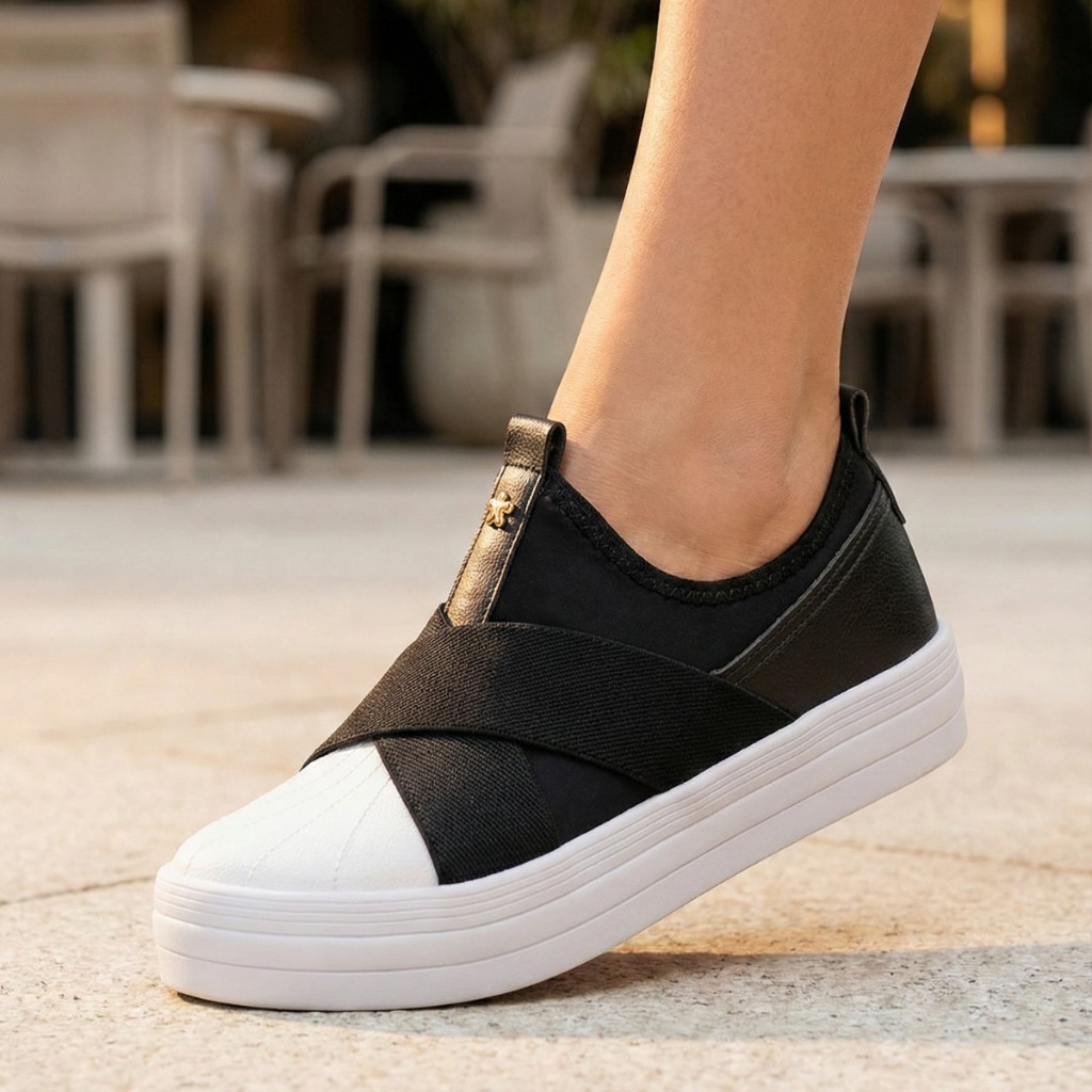 Tênis Feminino Slip On Calce Fácil Elástico Casual Confortável em Oferta na Shopee