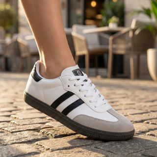 Tênis Feminino Domidona Casual Cano Baixo Retrô Listras Laterais Confortável em Oferta na Shopee