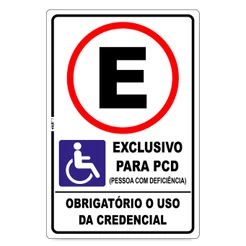 Placa PCD Estacionamento Exclusivo Identificação Sinalização Impressão UV