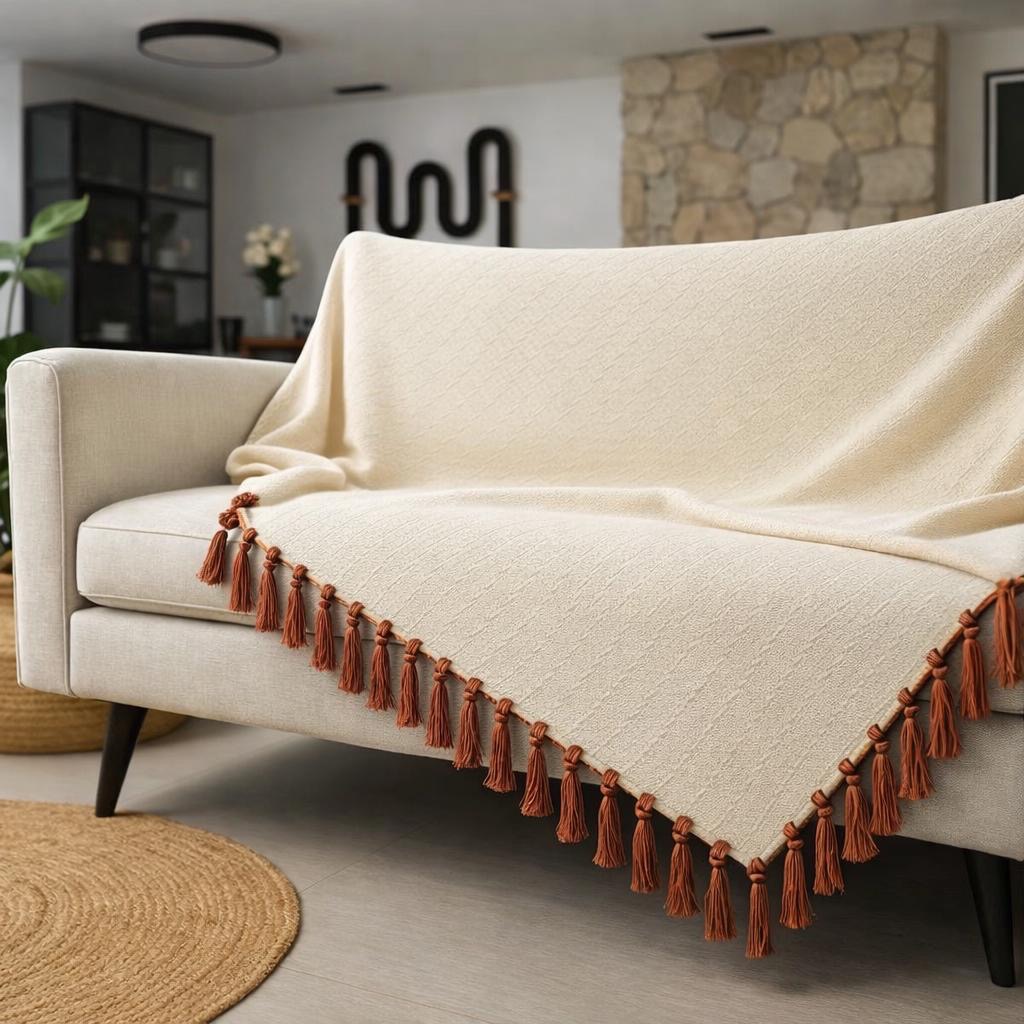 Manta Decorativa Com Franja Para Sofa Sala Cama 160x160cm Texana em Oferta na Shopee