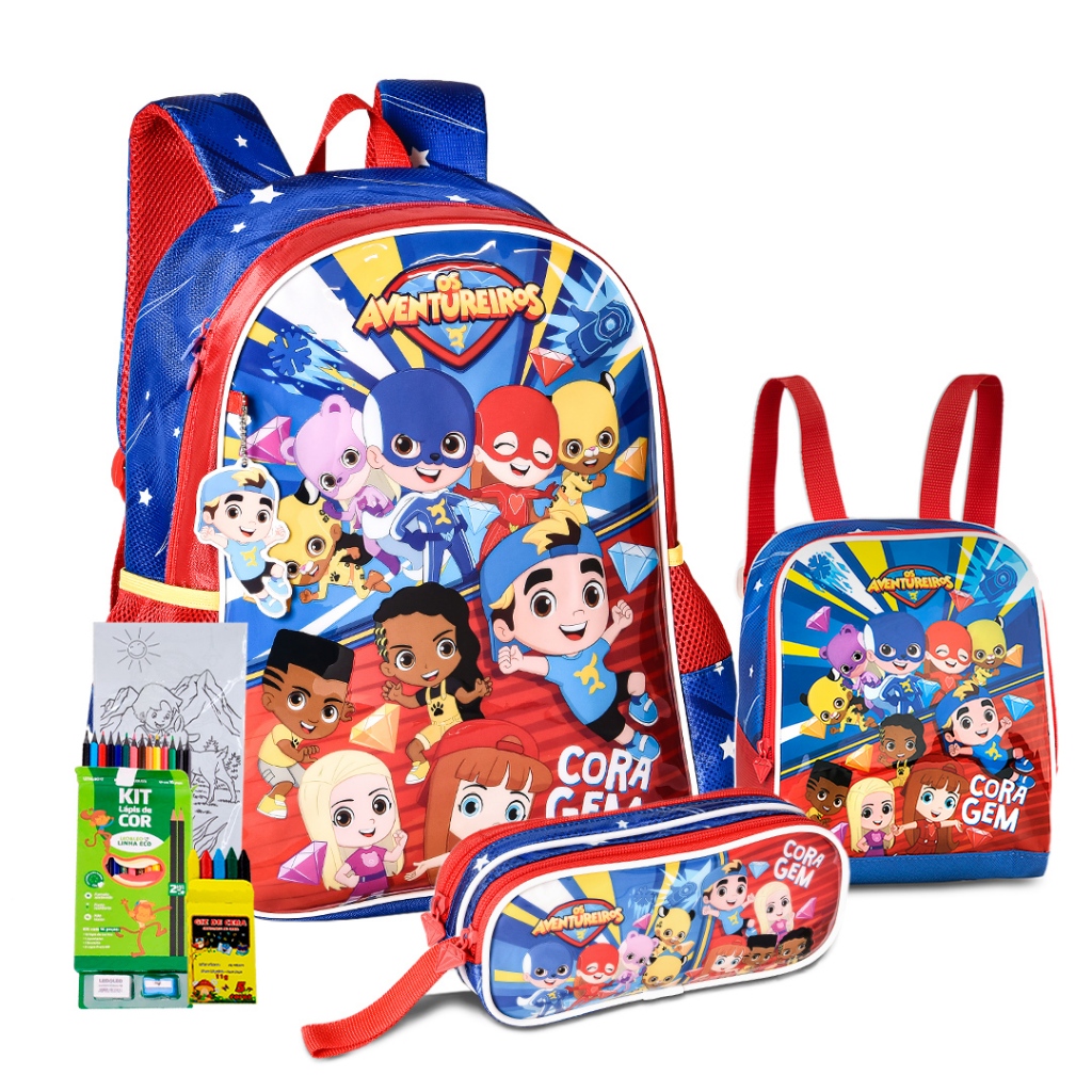 Mochila Costas Material Escolar Kids Aventureiros Gi-Neto Lucas Neto Youtuber Infantil