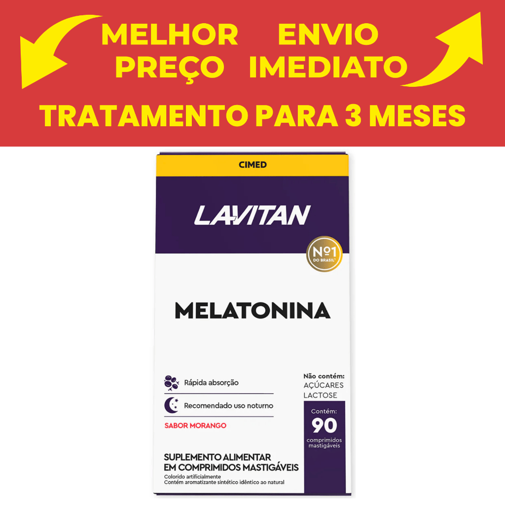 Melatonina Sabor Morango 90 comprimidos - Lavitan Cimed em Oferta na Shopee