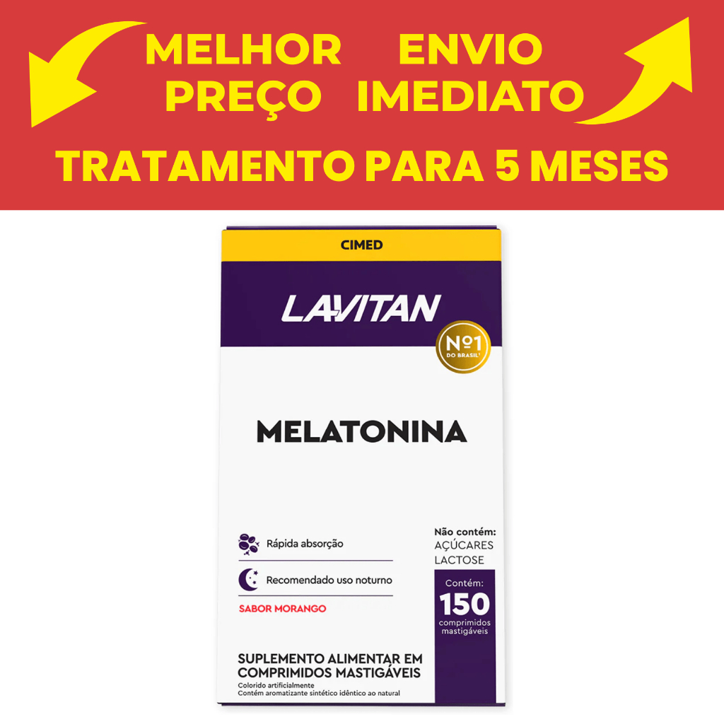 Melatonina Morango Lavitan Cimed 150 comprimidos em Oferta na Shopee