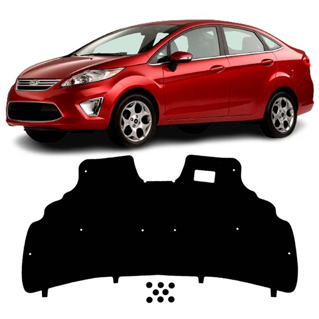 Forro Manta Capô Ford Fiesta Mexicano 2012 a 2014 Autoadesivo com Presilha Térmico Acústico