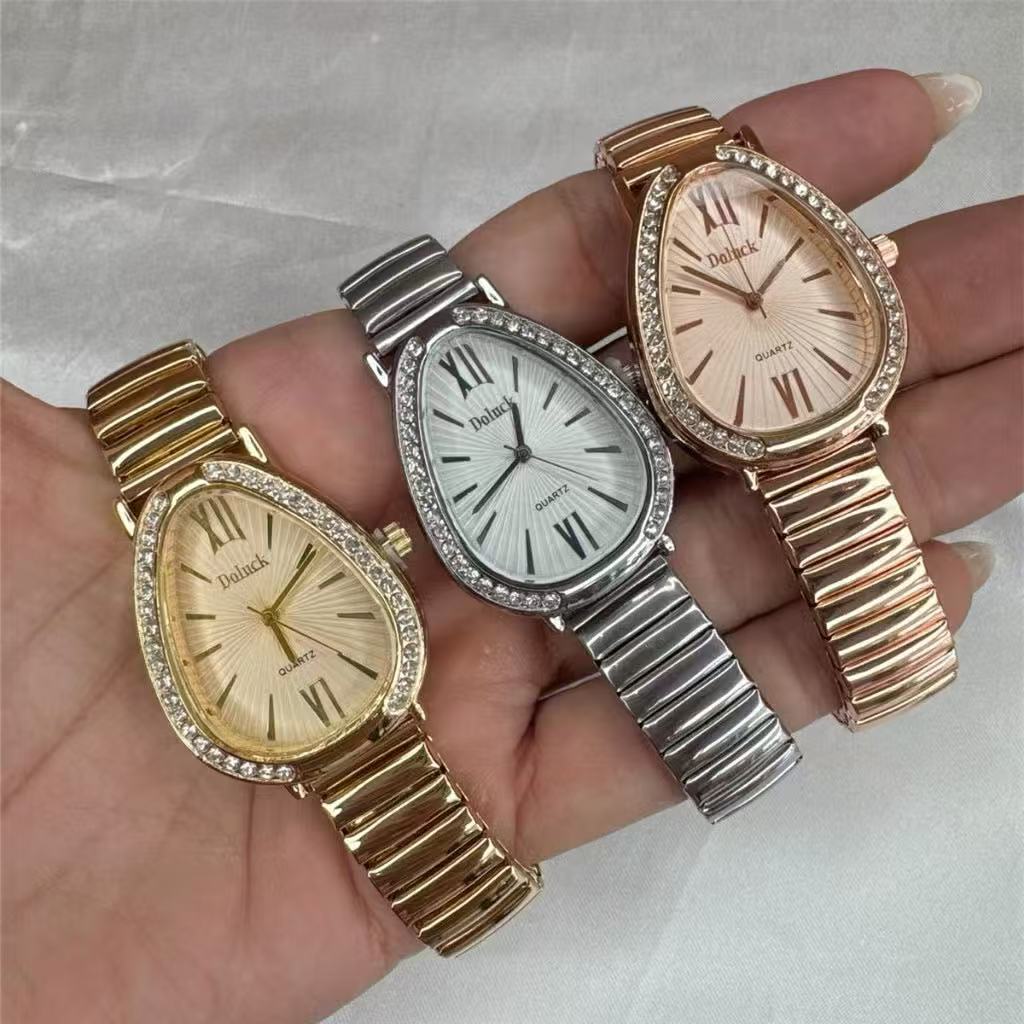 Relógio Feminino Elegante com Pulseira Elástica Estilo Cobra – Com Strass em Oferta na Shopee