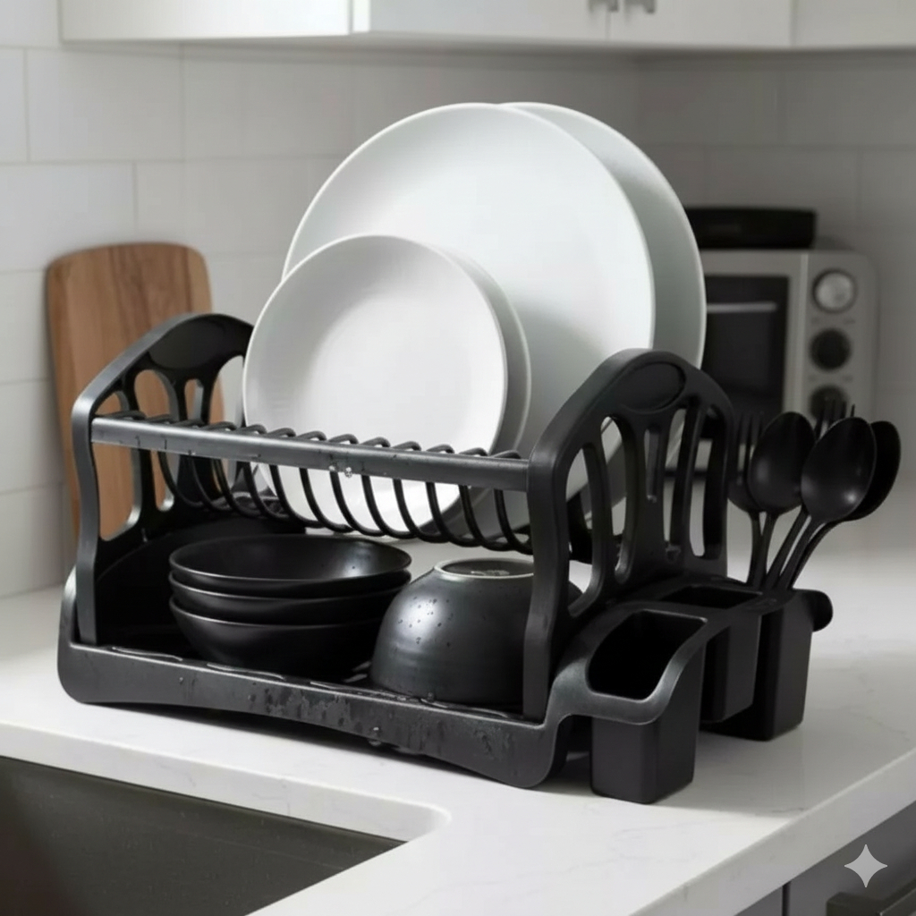 Escorredor de Louça Duplo Cozinha Prático Plástico Resistente Organizador Pia