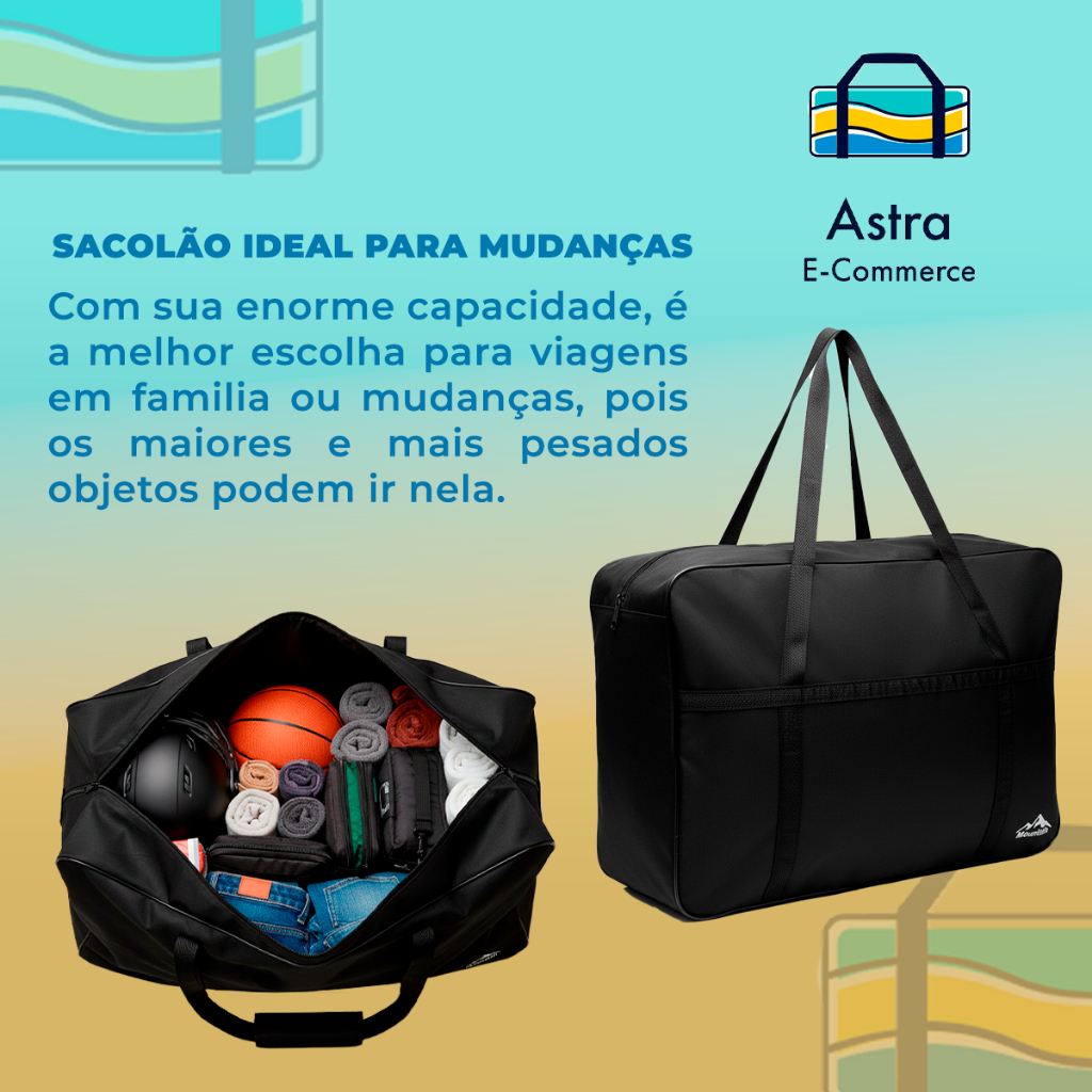 Detalhes do Bolsa de Viagem 120 Litros Sacolão Extra Gigante Grande Enorme Resistente Dobrável Reforçada EG EGG