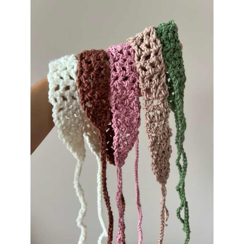 Faixa Bandana de Crochê - Acessórios Femininos de Cabelo Verão Boho Tiara Headband Tendência 2026
