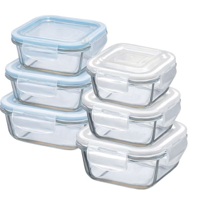 Kit 10 ou 5 Potes Vidro Hermético 320ml, 520ml & 800 ml Quadrado Marmita Premium em Oferta na Shopee