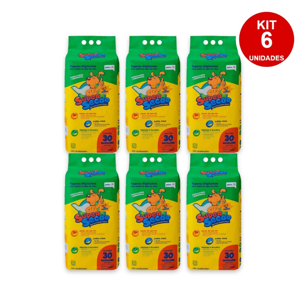 Tapete Higiênico Cães Super Secão Tradicional 80x60 Kit 6un em Oferta na Shopee
