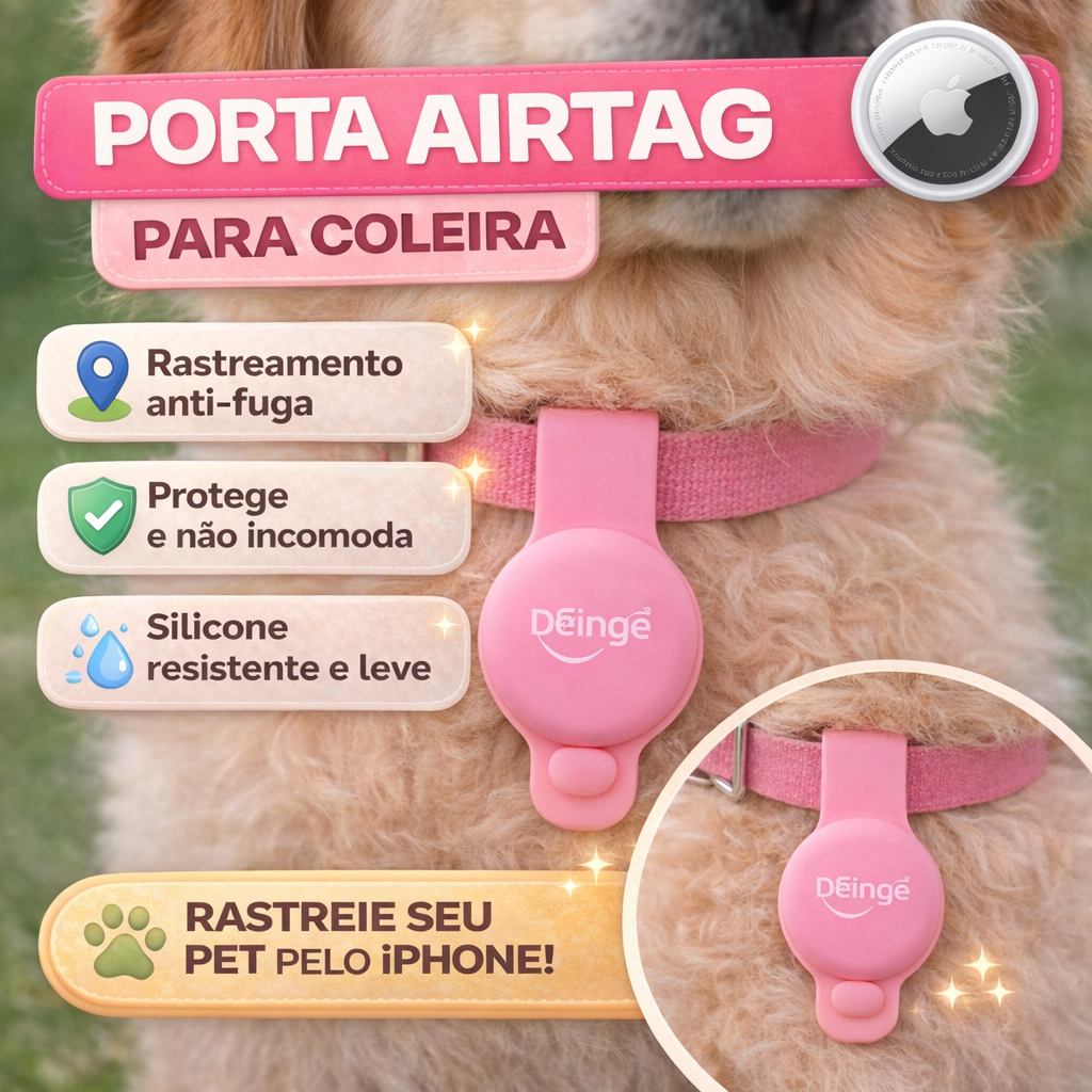 Case para Rastreador AirTag Pet em Silicone  Capa para Coleira de Cachorro e Gato Anti-Perda