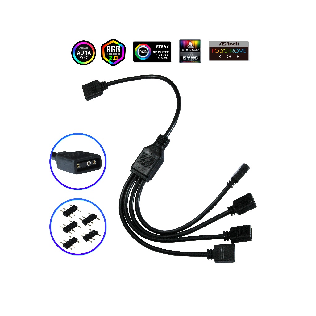 Cabo Extensor Splitter Hub 1 Para 4 Fans 5v 3 Pinos Argb