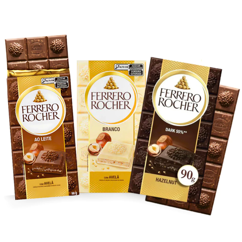 Tablete Ferrero Rocher Chocolate Com Recheio De Avelã 90g