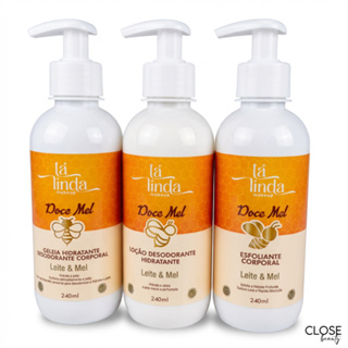 Kit 3 Tá Linda Doce Mel Leite e Mel 240ml Geleia Loção Esfoliante Hidratante Desodorante Corporal em Oferta na Shopee