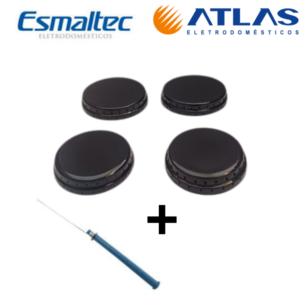 4 Tampinhas Espalhador Boca de Fogão Esmaltec 4 bocas Esmaltada