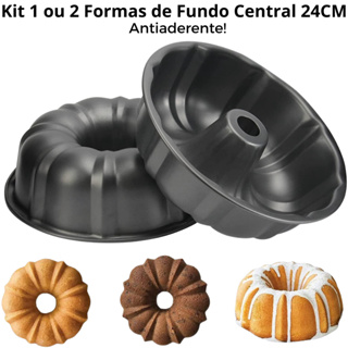 Kit 1 ou 2 Formas Assadeiras de Furo Central com 24 cm Para Bolo Pudim Redonda Antiaderente em Oferta na Shopee