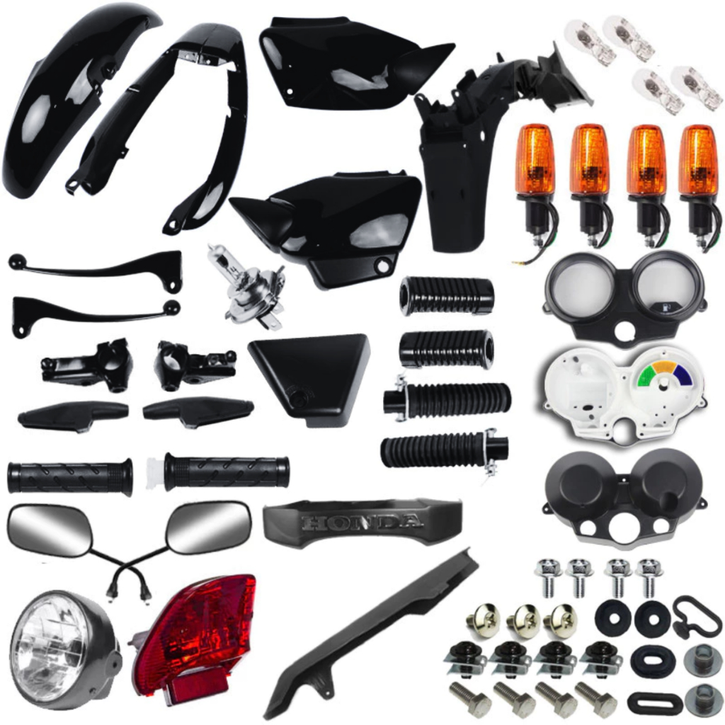 Kit Carenagem Completo CG 125 Titan 2002 + Farol Piscas Parafusos e Borrachas Cg