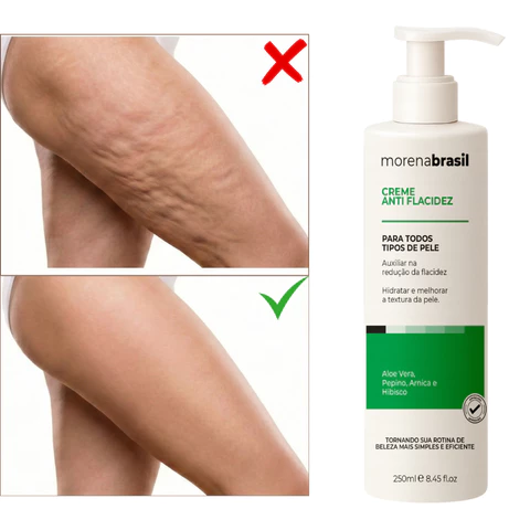 Creme Anti Flacidez Morena Brasil 💚 Diga Adeus à Flacidez na Barriga, Coxas e Braços 🦵🏽