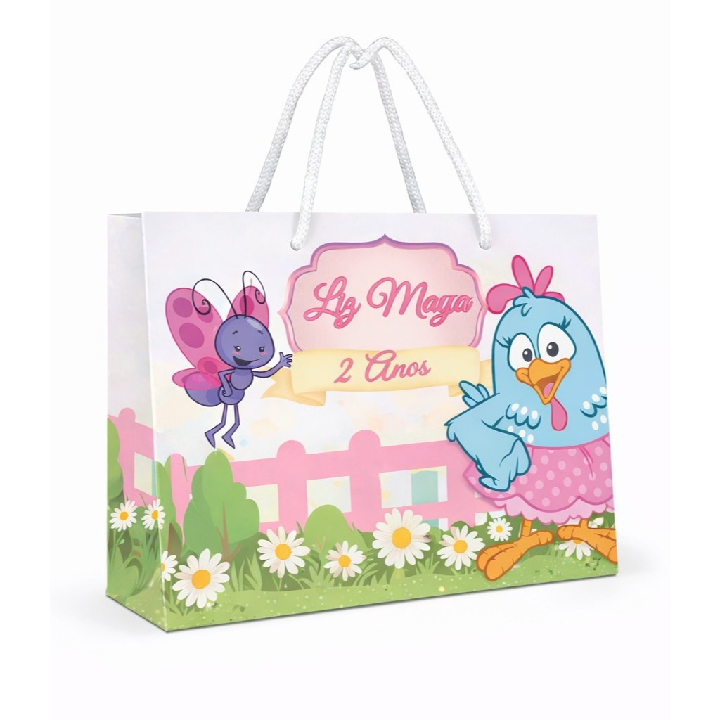 Sacolinha PEGUE E MONTE personalizada Galinha Pintadinha Lembrancinha Aniversario infantil
