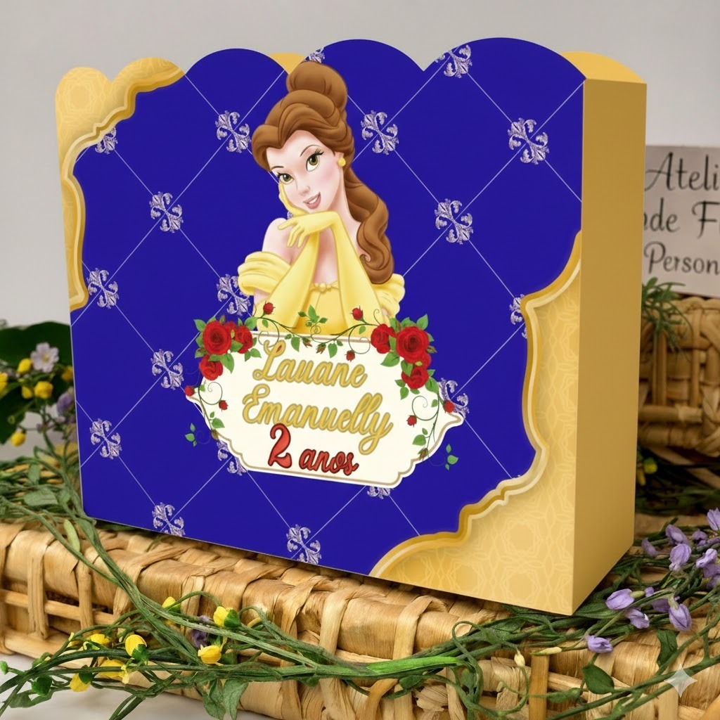 Sacolinha PEGUE E MONTE personalizada Bela e a fera Lembrancinha Aniversario infantil