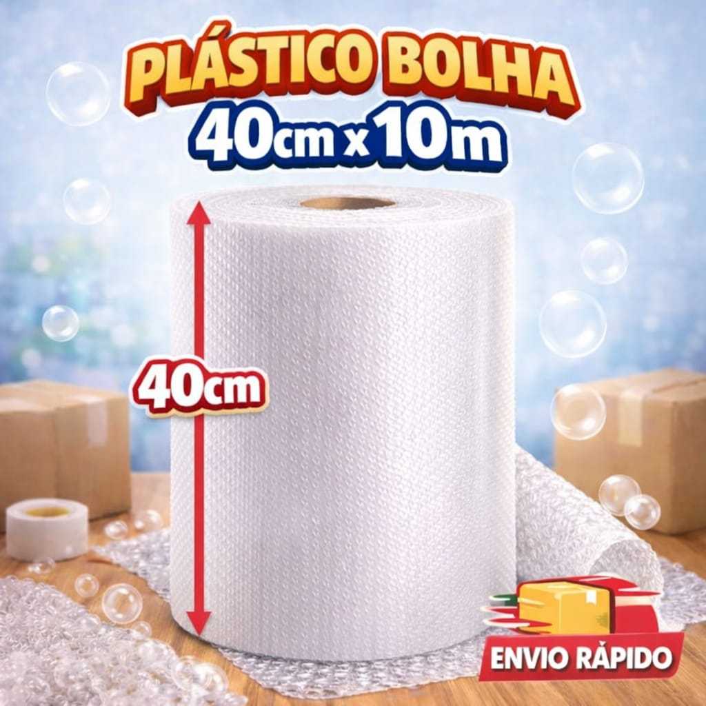 Plástico bolha 40'cm x 10 metros - ENVIO IMEDIATO , EXCELENTE QUALIDADE em Oferta na Shopee