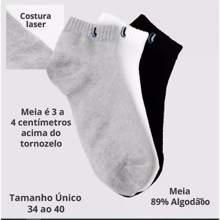 Kit com 6/9/12 pares de Meia L Masculina e Feminina 100 % Algodão Envio Imediato em Oferta na Shopee