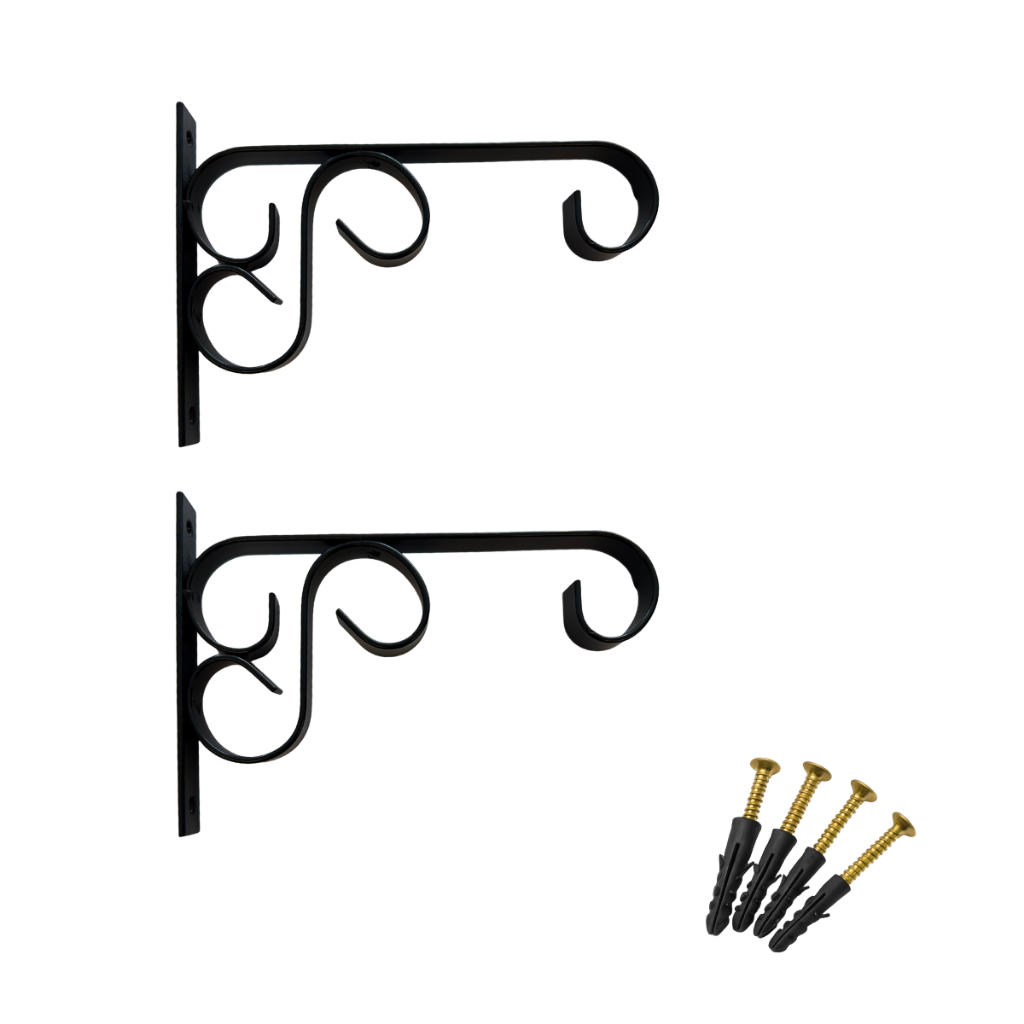 Kit 2 Suportes Para Vaso Suspenso Parede Em Aço Preto Interno Externo 5kg em Oferta na Shopee