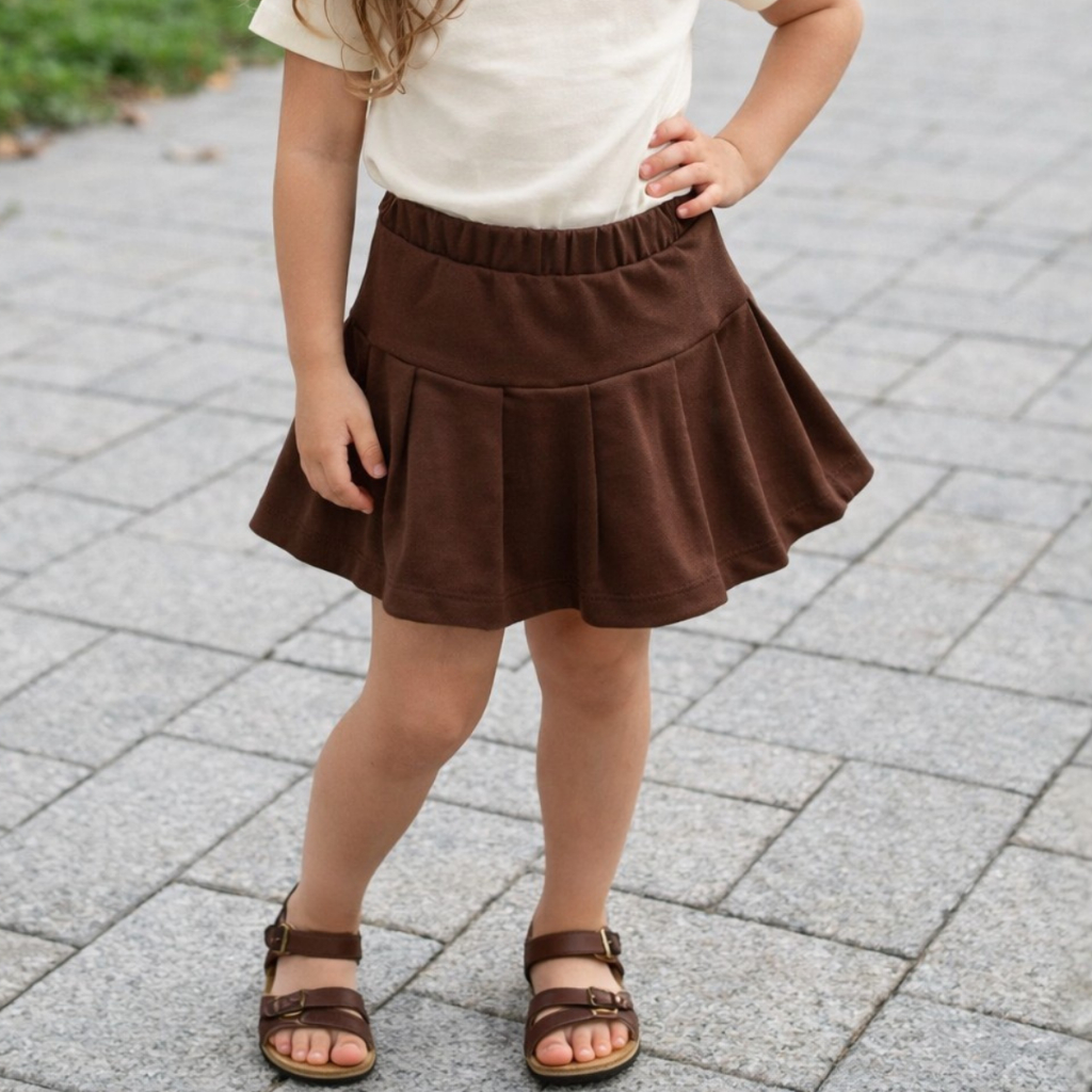 SAIA SHORT INFANTIL JUVENIL DE PREGA ALGODÃO MARROM em Oferta na Shopee