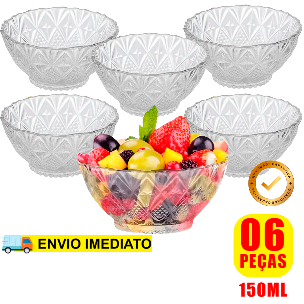 Kit jogo de 6 taça sobremesa Toffee Rocks 6 pçs 150ml de Vidro conjunto Tigela Bowl Mesa Posta Premium em Oferta na Shopee