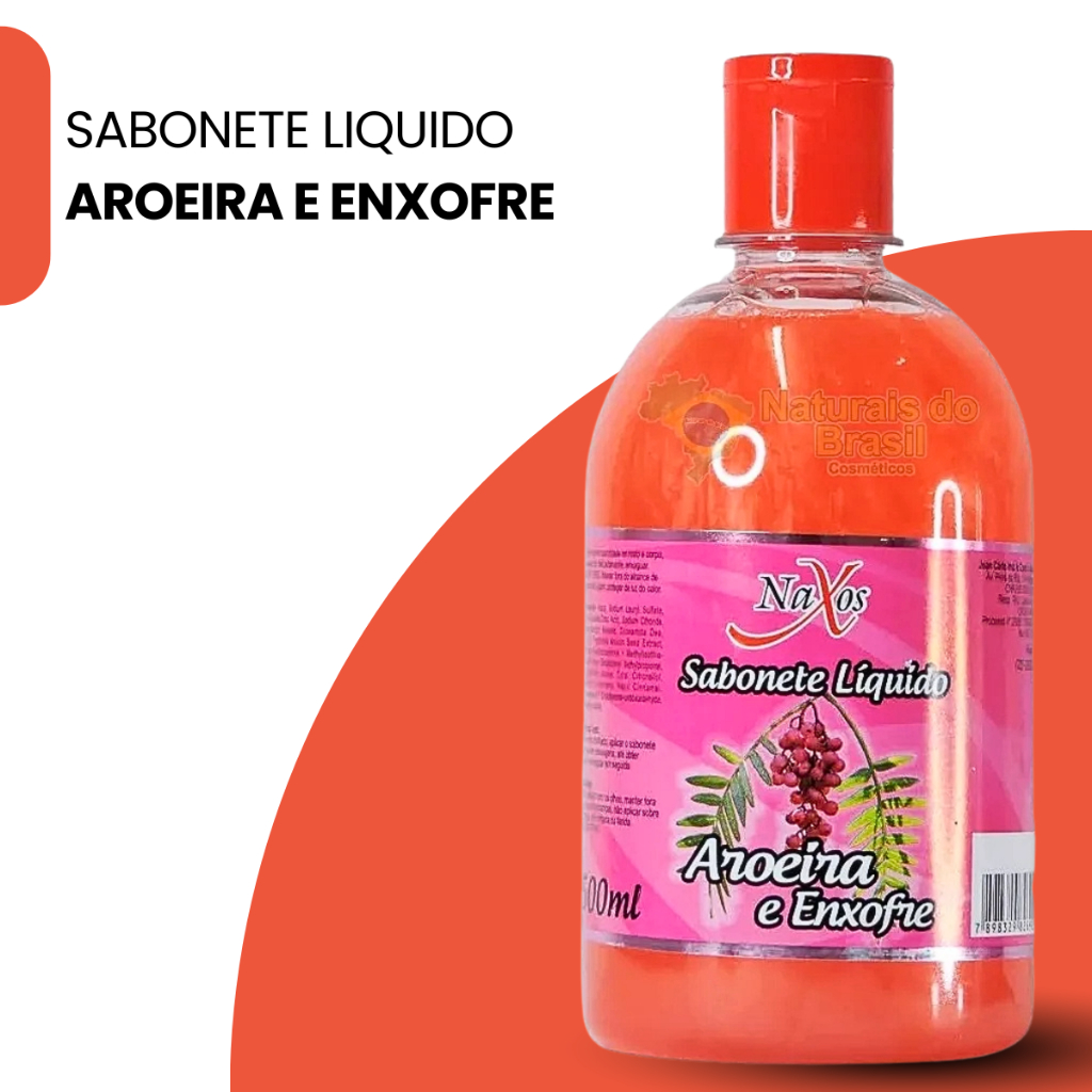 Sabonete Líquido Aroeira e Enxofre Naxos 200ml – Atacado Kits 3, 6 e 12 Unidades