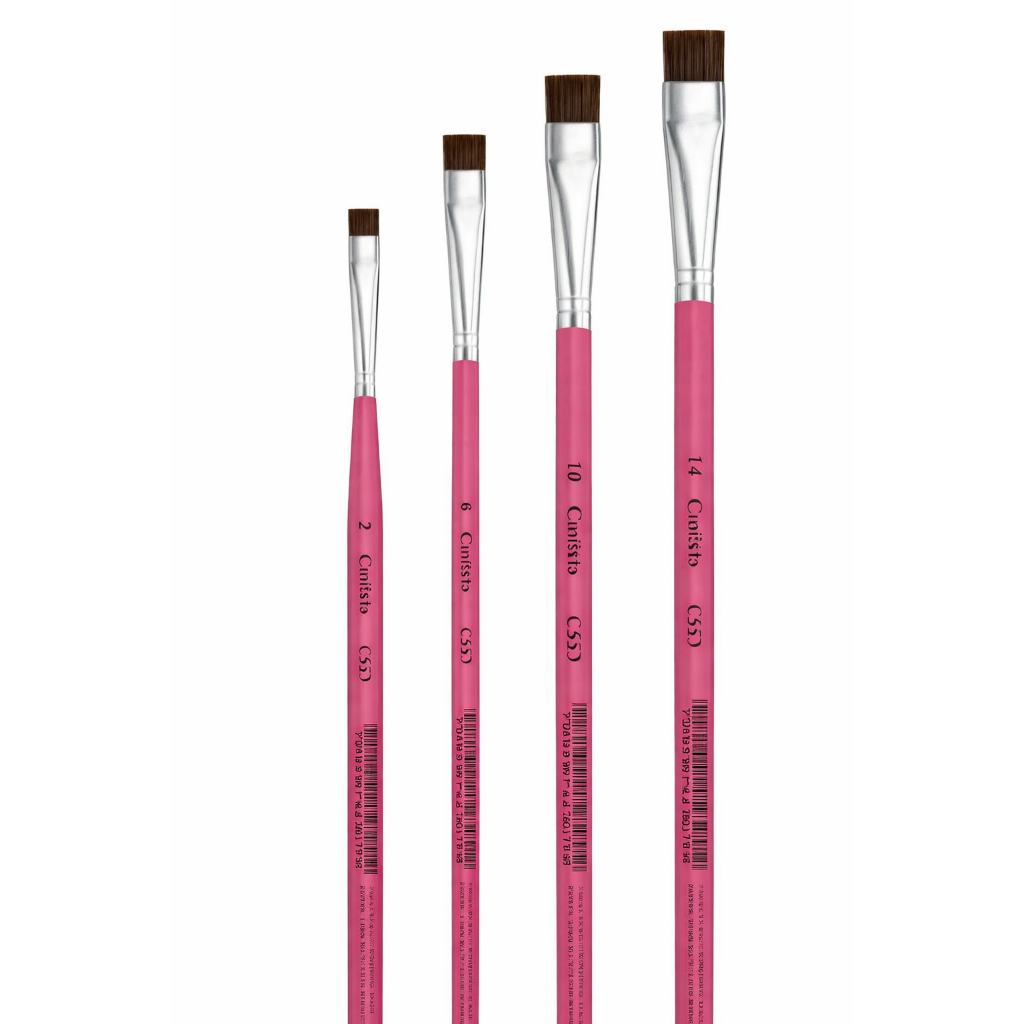 Pincel Artistico Chato Filamento Sintético Tipo Pelo de Orelha de Boi- Castelo