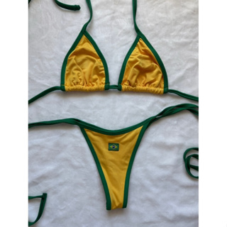 Biquíni Brasil Feminino Moda Praia Cortininha Ajustável Fio Dental em Oferta na Shopee