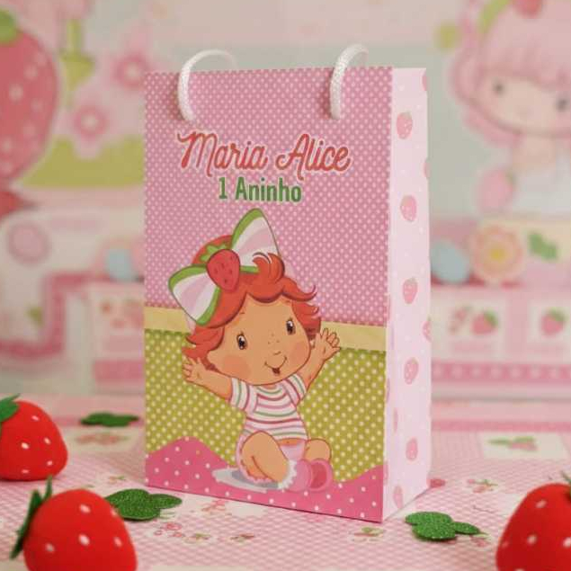 Sacolinha P MORANGUINHO BABY Personalizada Sacolinha Lembrancinha Aniversário PEGUE E MONTE
