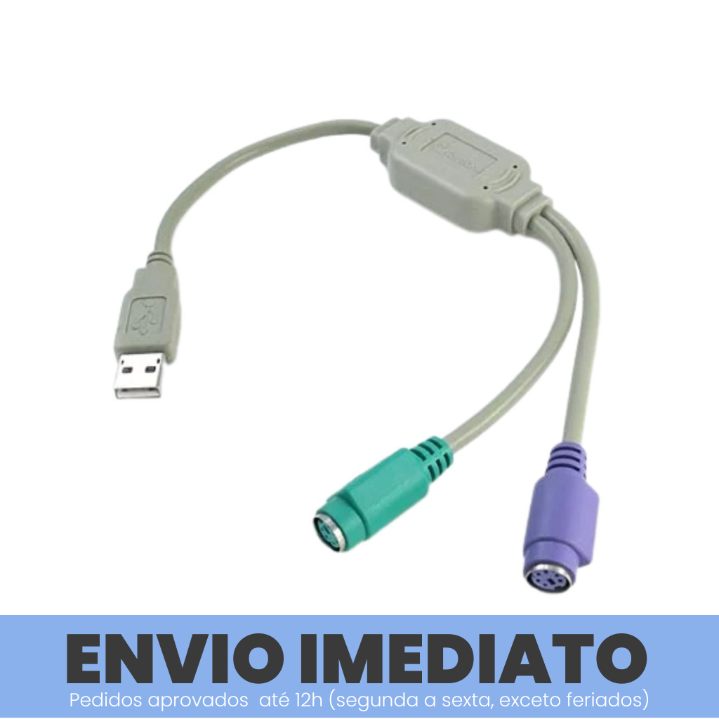 Conversor USB para 2 portas PS/2 mouse/teclado 30cm Feasso Bege